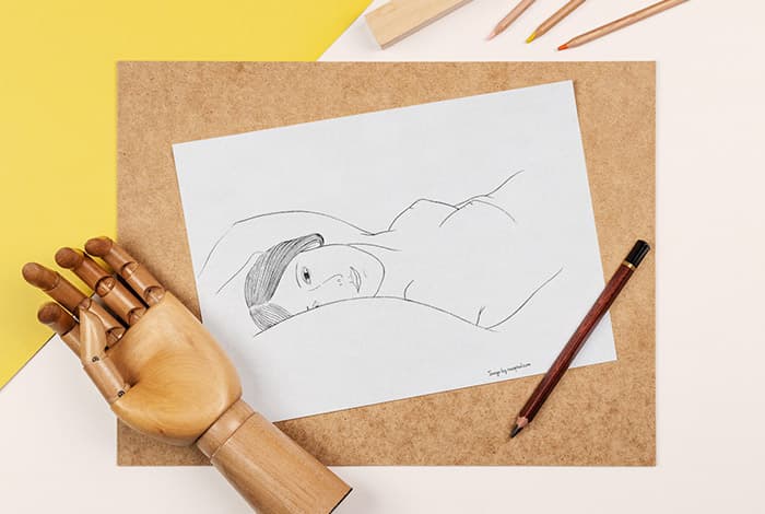 Free sketch on paper mockup