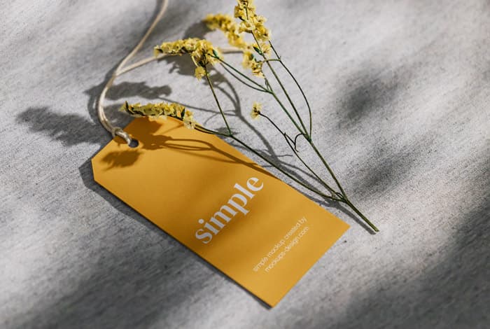 Label tag with flower mockup