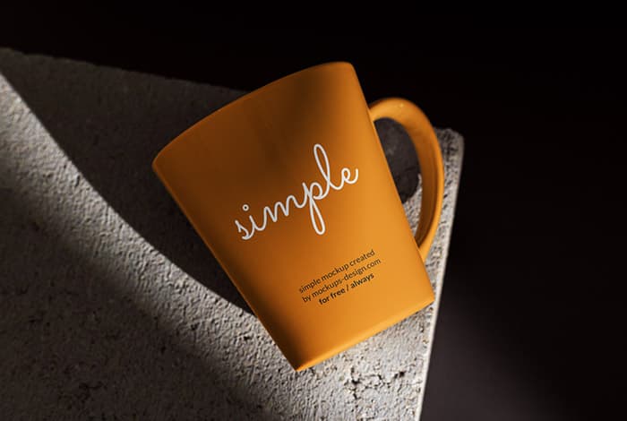 Mug on the concrete tile mockup