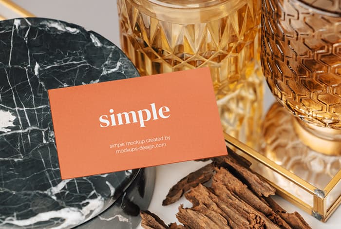 US business card with glass vases mockup