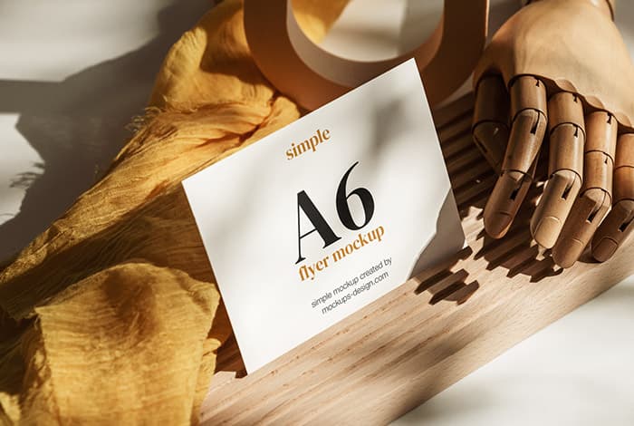 Simple scene with A6 flyer mockup
