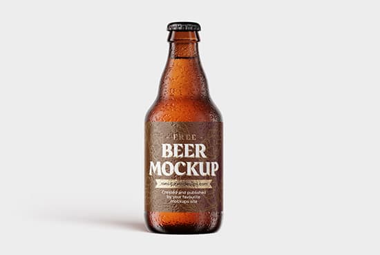 Small beer bottle mockup