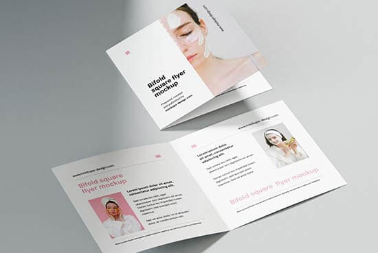 Minimalistic square bi fold flyer mockup