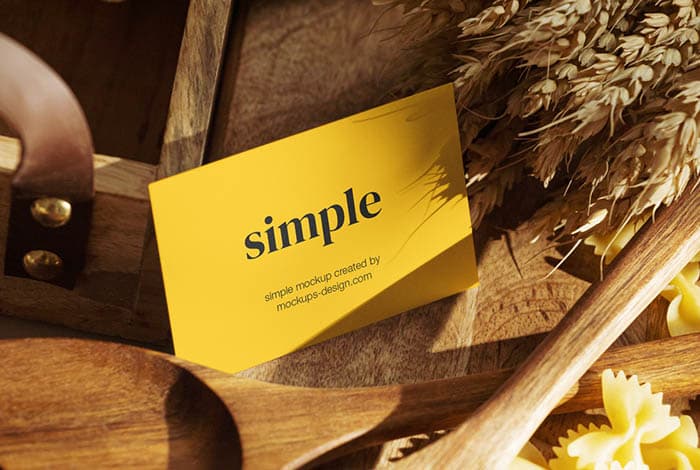 Business card in the kitchen mockup