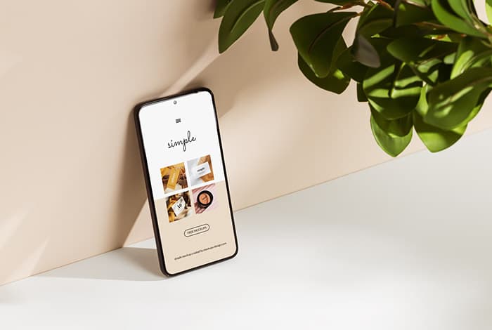 Smartphone with shadows mockup