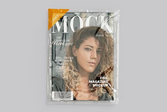 Free magazine in foil mockup