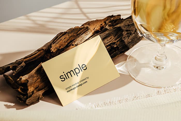 Business card with wood fragment