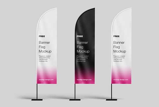 Free banner flag mockup