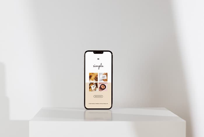 Free iPhone on white background mockup