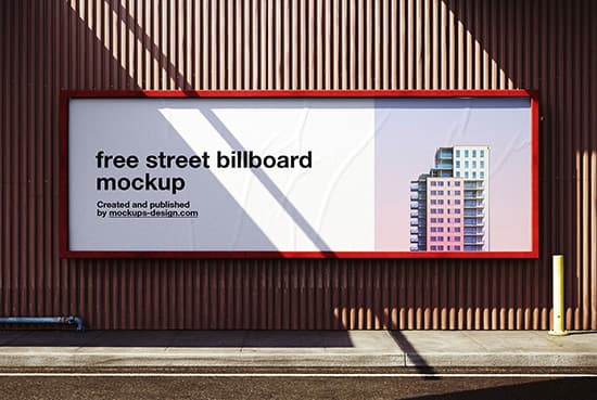 Wide street billboard mockup