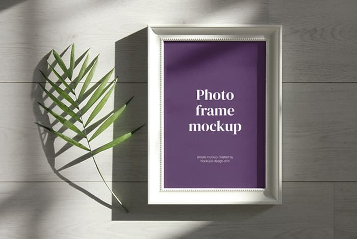 Photo frame on light background mockup