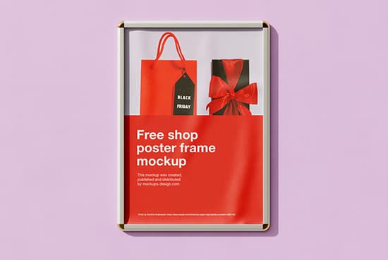 Free shop poster frame mockup