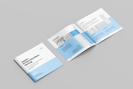 Thin square brochure mockup