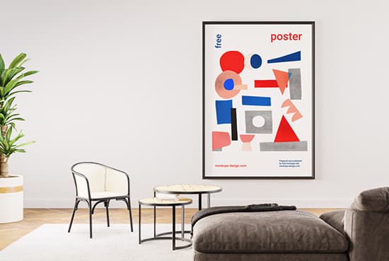 Large poster in a room mockup