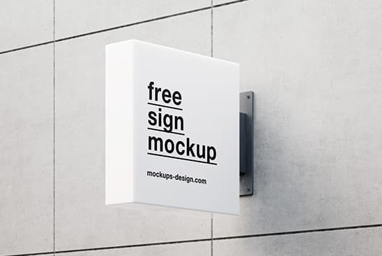 Square sign on a building wall mockup