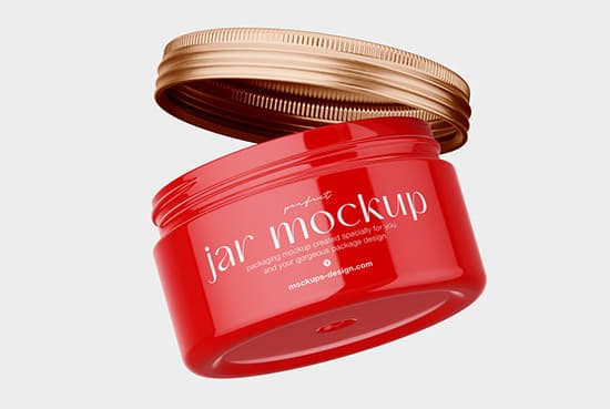 Cosmetic jar with metallic lid mockup