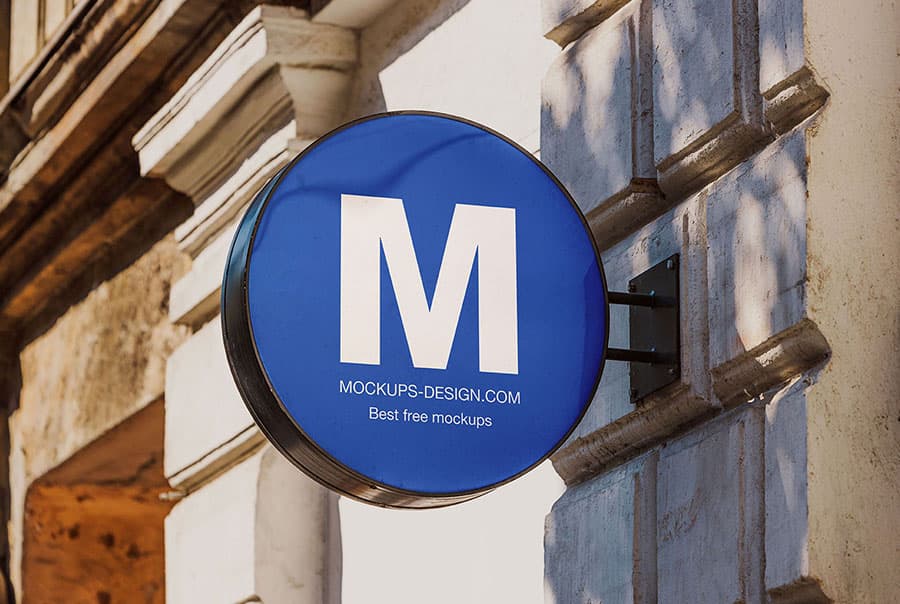 Street round sign mockup