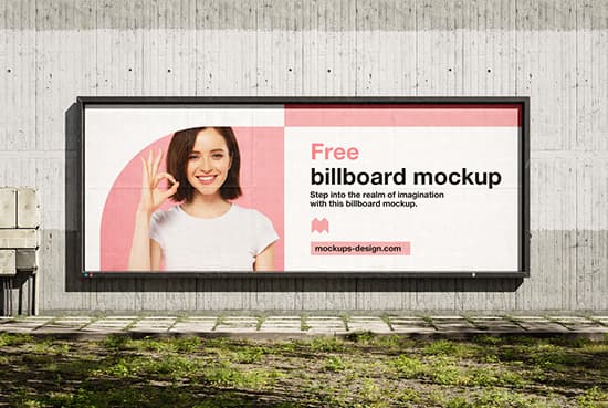 Billboard on old concrete wall mockup