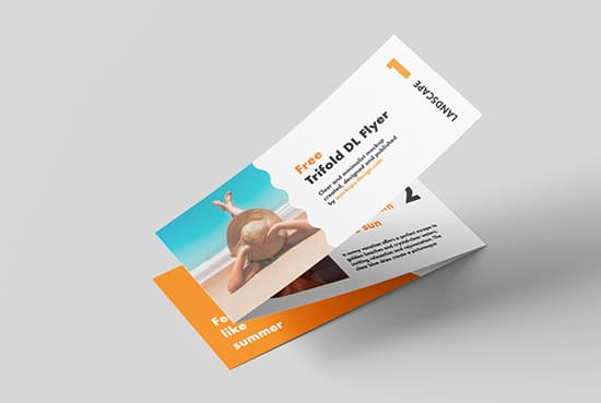 Free landscape trifold DL flyer mockup