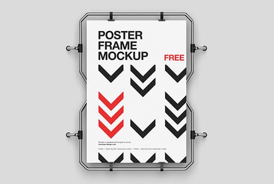 Wall-mounted poster display mockup