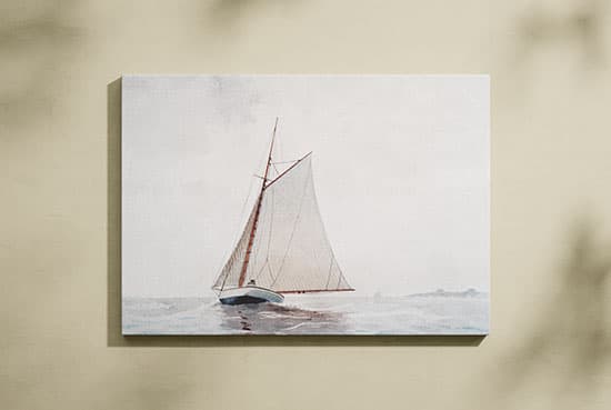 Canvas on shaded wall mockup