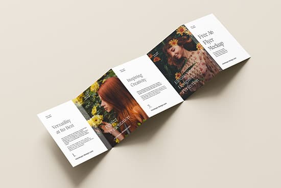 Free A6 five fold flyer mockup