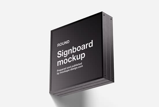 Square wall signboard mockup