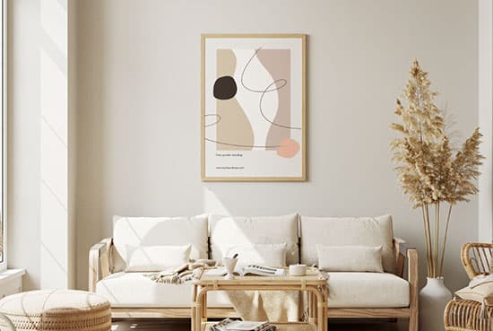 Poster in boho room mockup