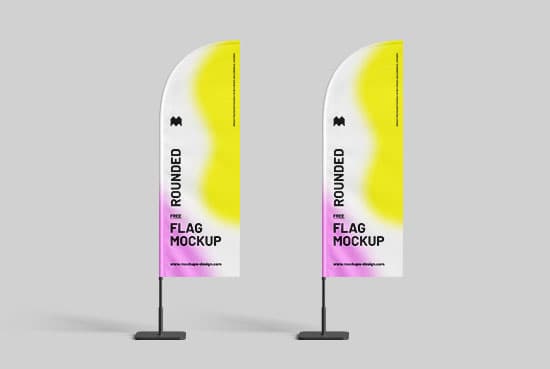 Rounded flag mockup