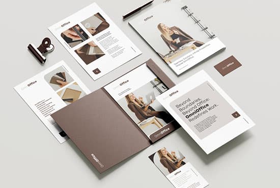 Stationery with folder mockup
