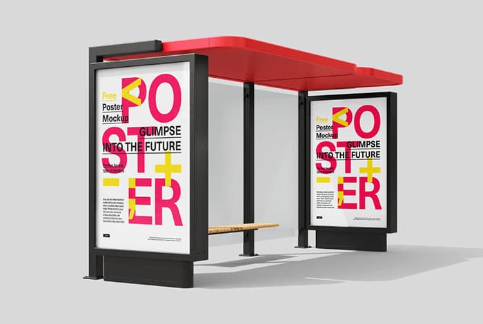 Bus stop with citylight mockup