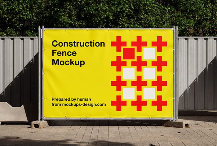 Construction fence banner mockup
