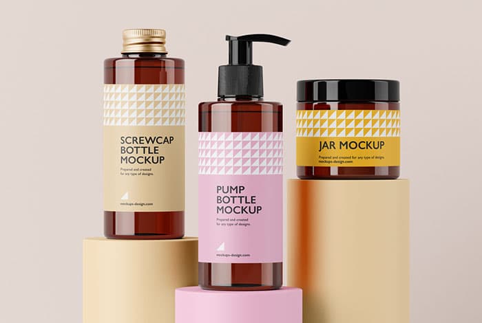 Cosmetic packaging set mockup