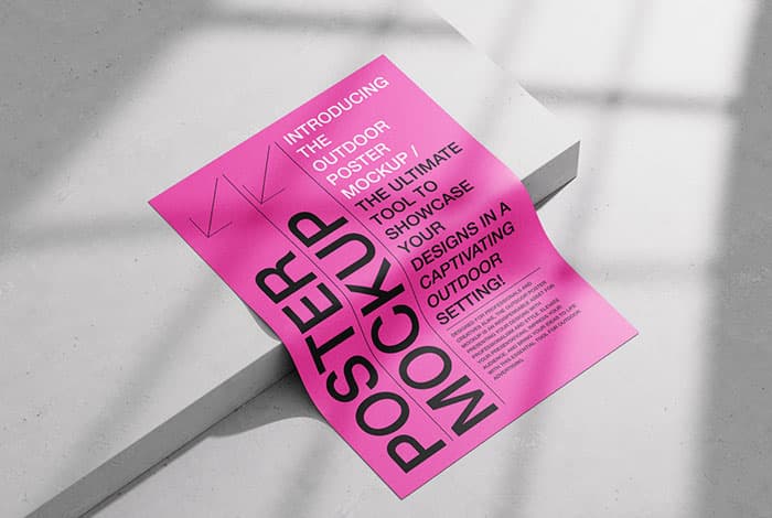 Poster on concrete background mockup