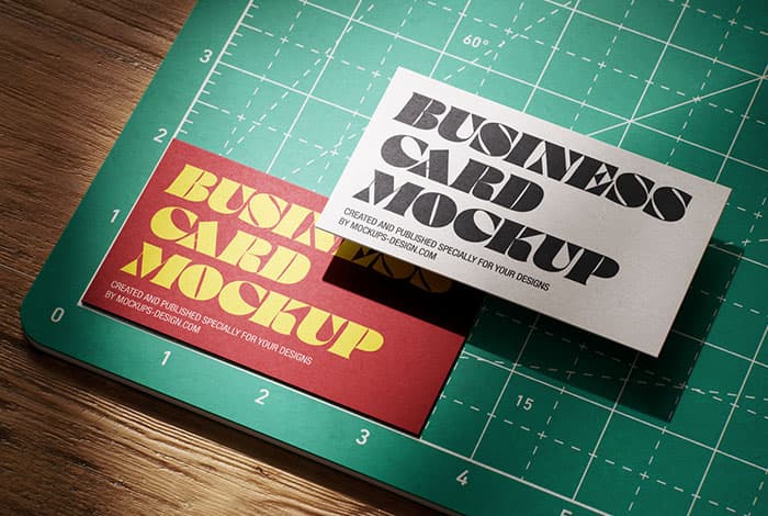 Business card on cutting matt mockup