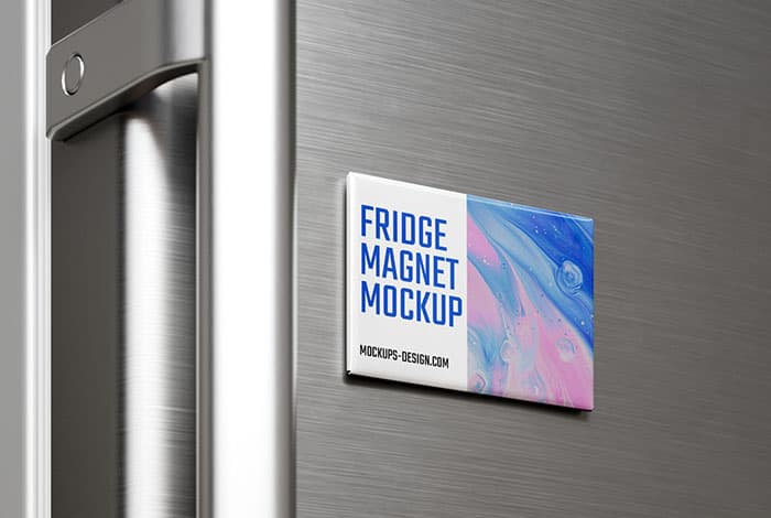 Free rectangle fridge magnet mockup