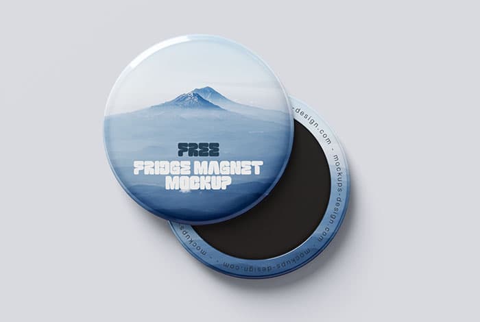 Round fridge magnet mockup