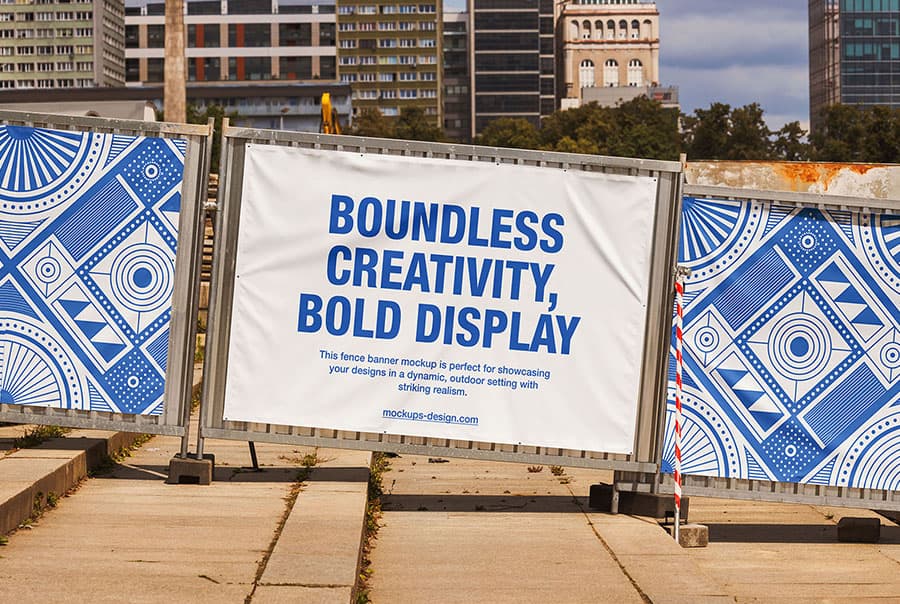 Urban fence banner mockup